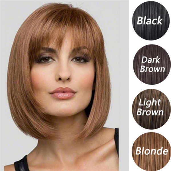 Synthetic Hair Capless Natural Straight Hair Bob Cut Wigs Short Hairstyles 2019