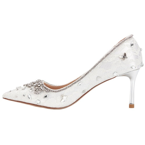 white wedding court shoes