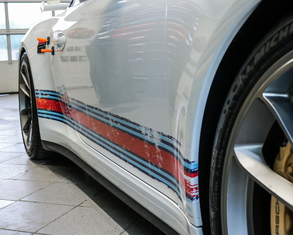 Scratched Martini Racing Stripes Installation / Application Process