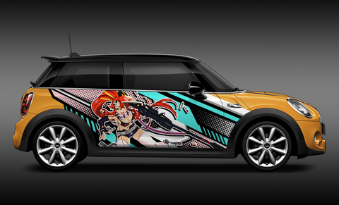 Gurren Lagann Yoko Littner Itasha Design On Mini Cooper