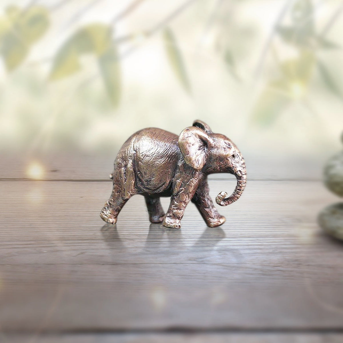 Elephant Trunk Down Wildlife Bronze Miniature Sculptures Butler & Peach. 