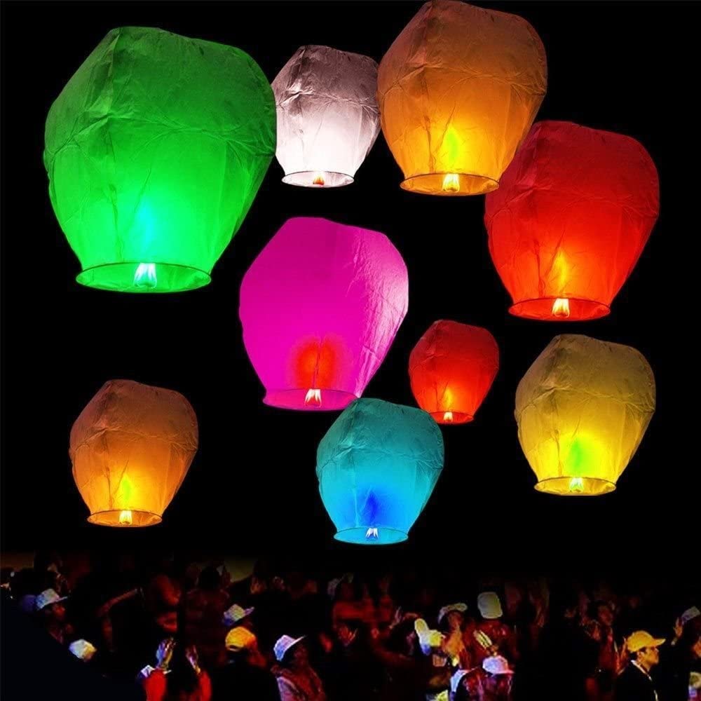 Asian paper good luck flying lanterns