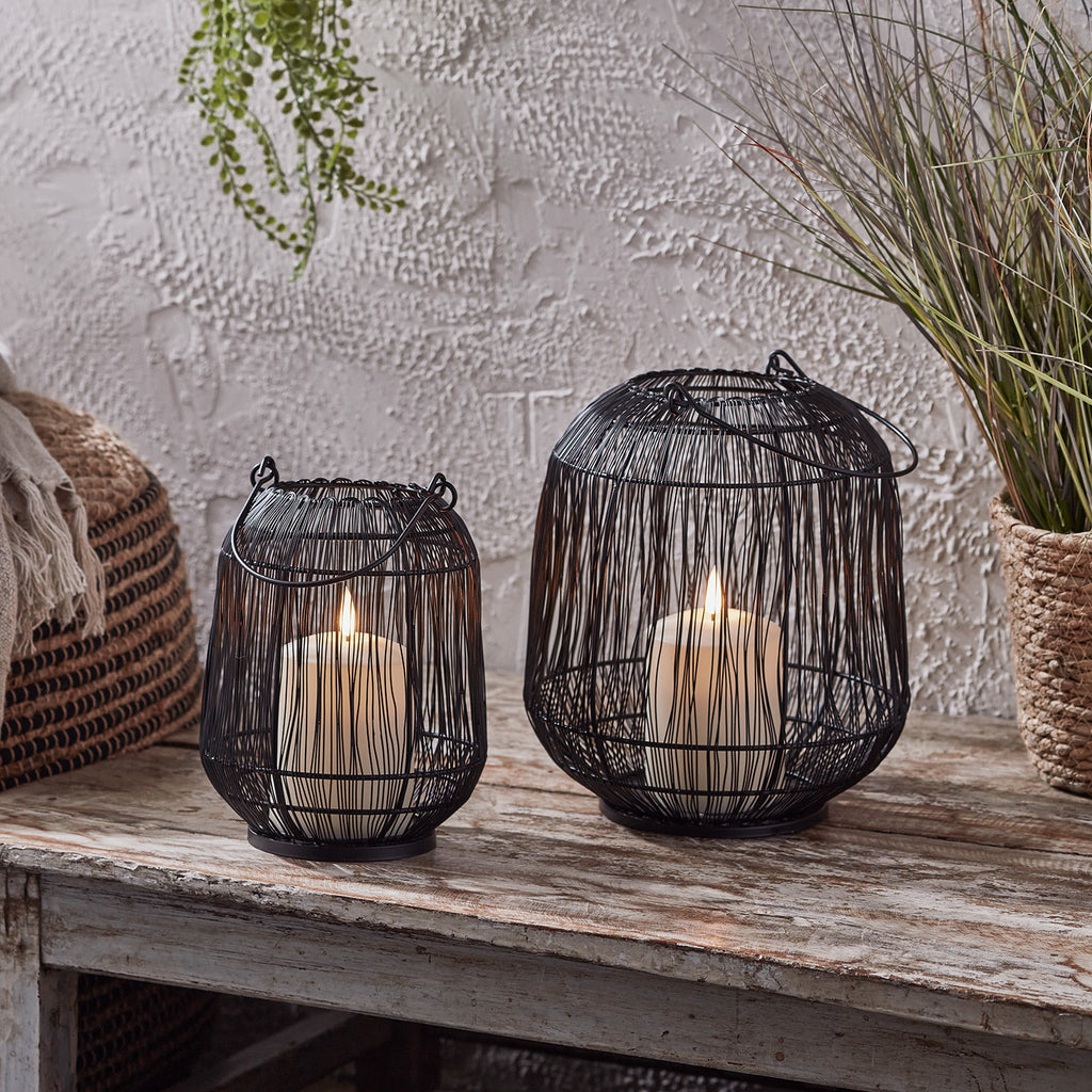 Antonio Black Garden Lantern Duo With Truglow® Candles Uk