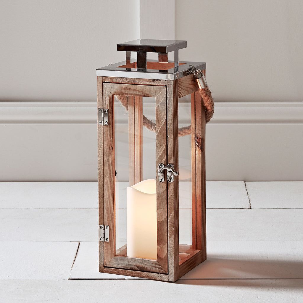 Lights4fun Effi Large TruGlow/® Candle Lantern Brass Effect Artisan Collection 34cm Indoor Use