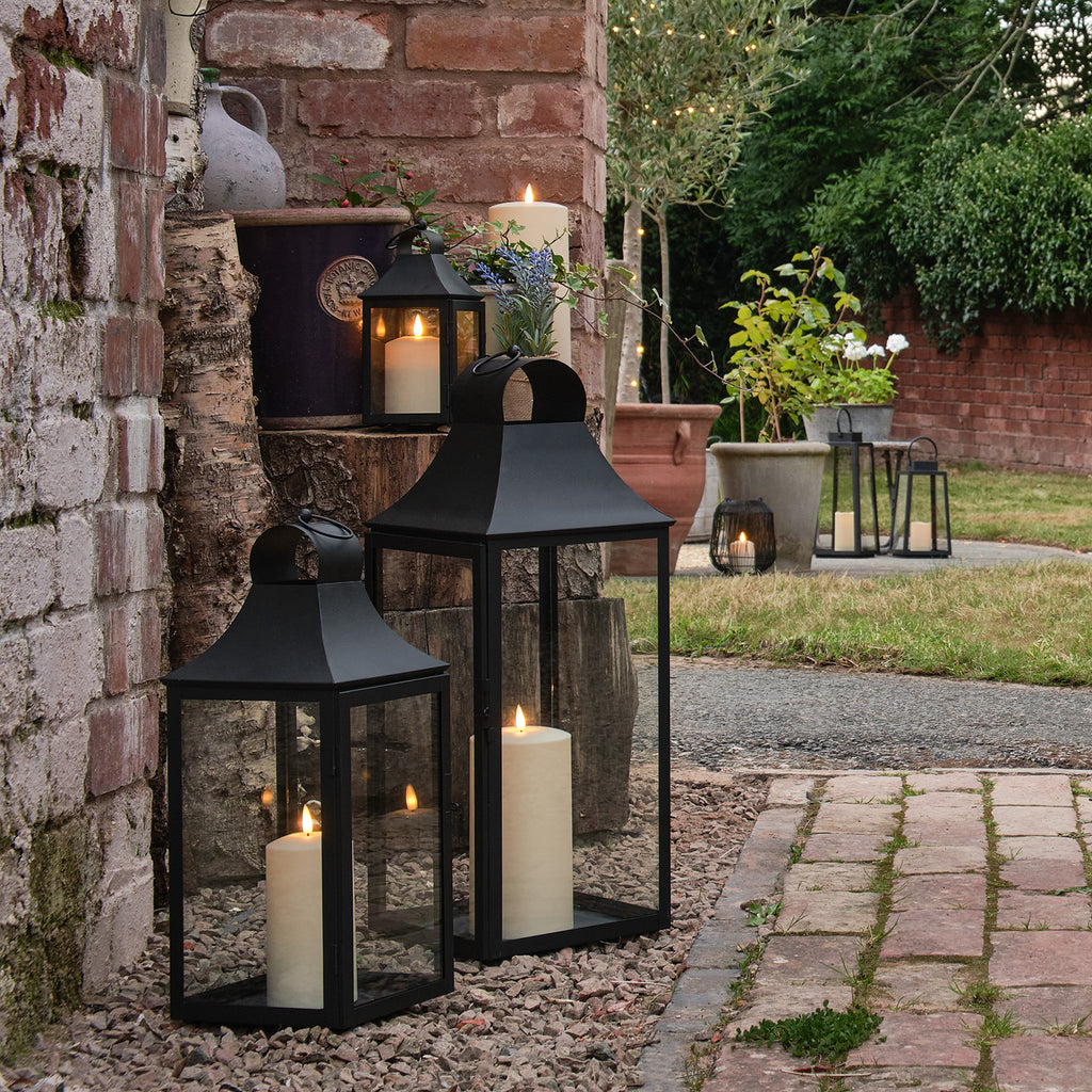 59cm Albury Black Garden Lantern With Truglow® Candle Uk
