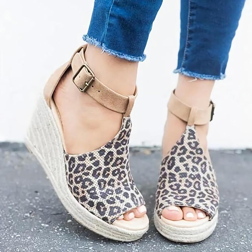 leopard wedge heel shoes