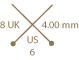 Needle size: UK 8, US 6, or 4mm