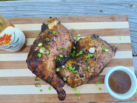 Chicken barbeque with Vermont Epicurean Maple Dijon Grilling Sauce.
