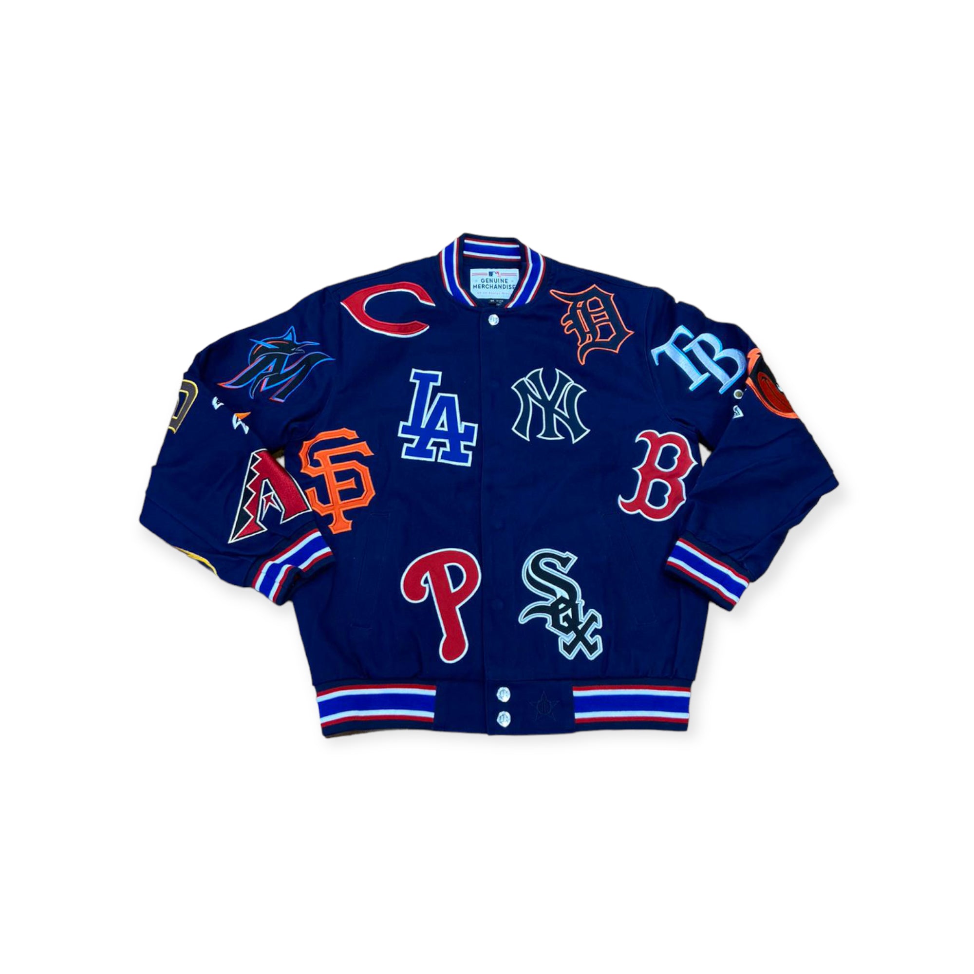 MLB JH DESIGN ALL OVER PATCH ツイル 刺繍スタジャン-