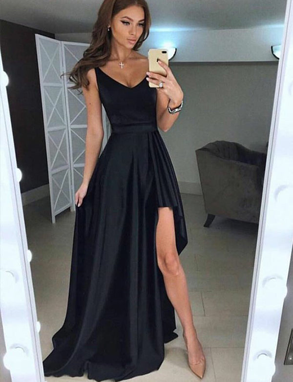 black satin prom dresses