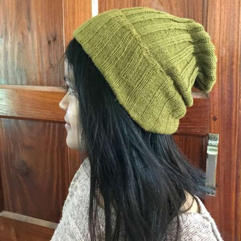 Eri silk naturally dyed and knitted into a beanie cap | Muezart