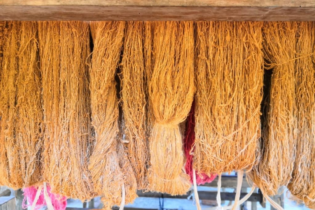 turmeric natural dye eri silk yarn