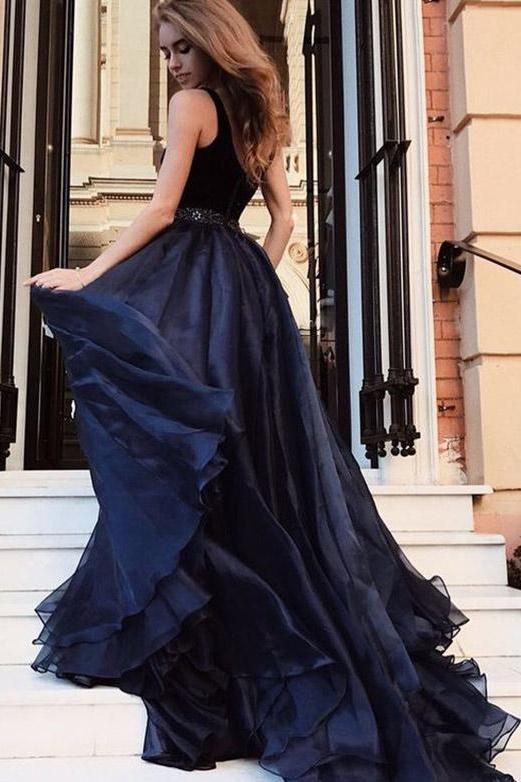 deep blue evening gowns