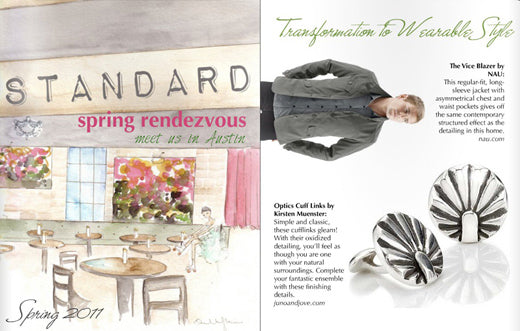 An image of Kirsten Muenster Jewelry featured in Standard Magazine - Spring Rendezvous edition.