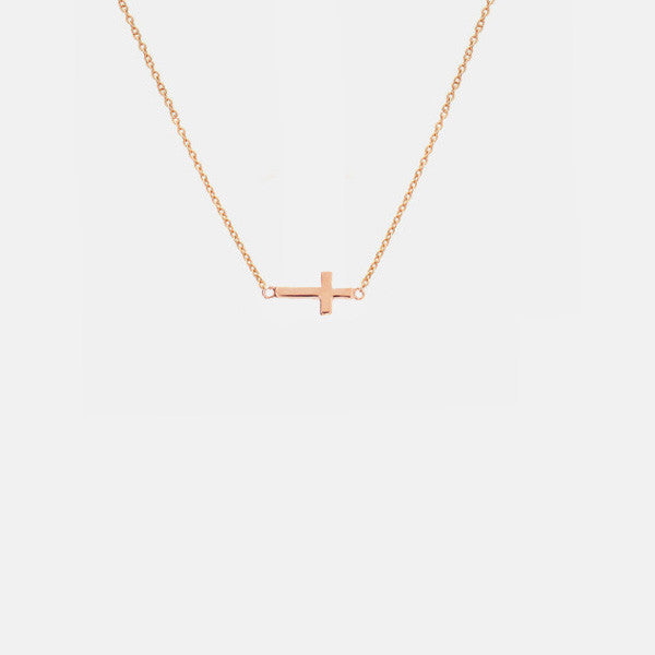 Rose Necklaces Cross Home Sideways charm Gold  cross necklace Mini Necklace Vermeil sideways