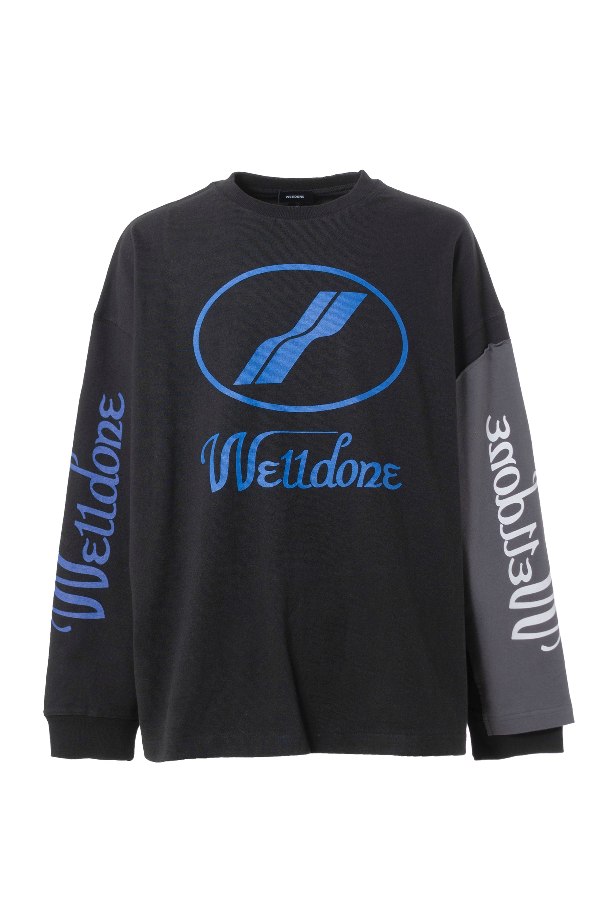 We11done SS23 BLACK REMAKE LOGO LONG SLEEVE T-SHIRT / BLK -NUBIAN