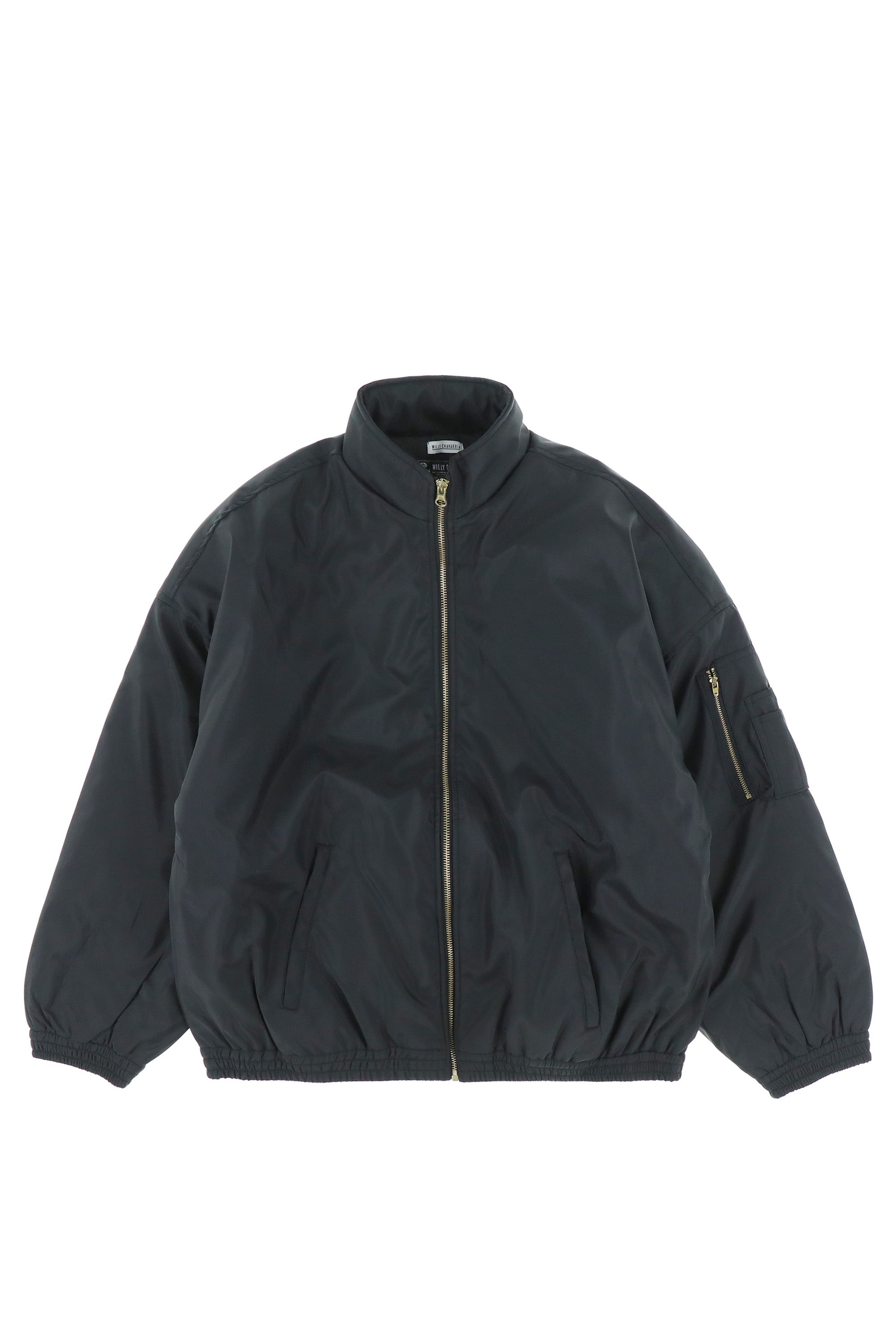 WILLY CHAVARRIA FW22 SATIN ZIP-UP / JET BLK - NUBIAN