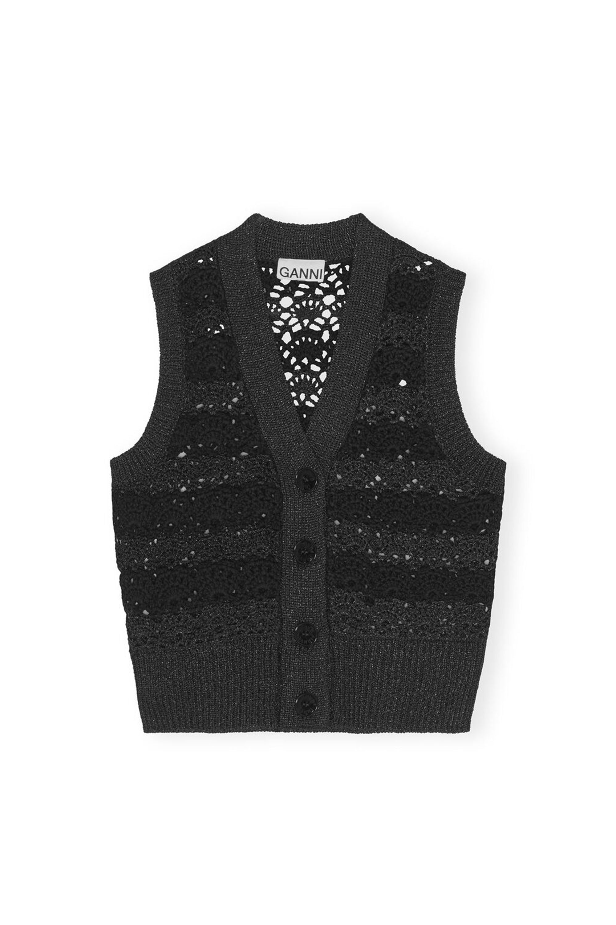 GANNI SS23 V-neck Vest / BLK - NUBIAN