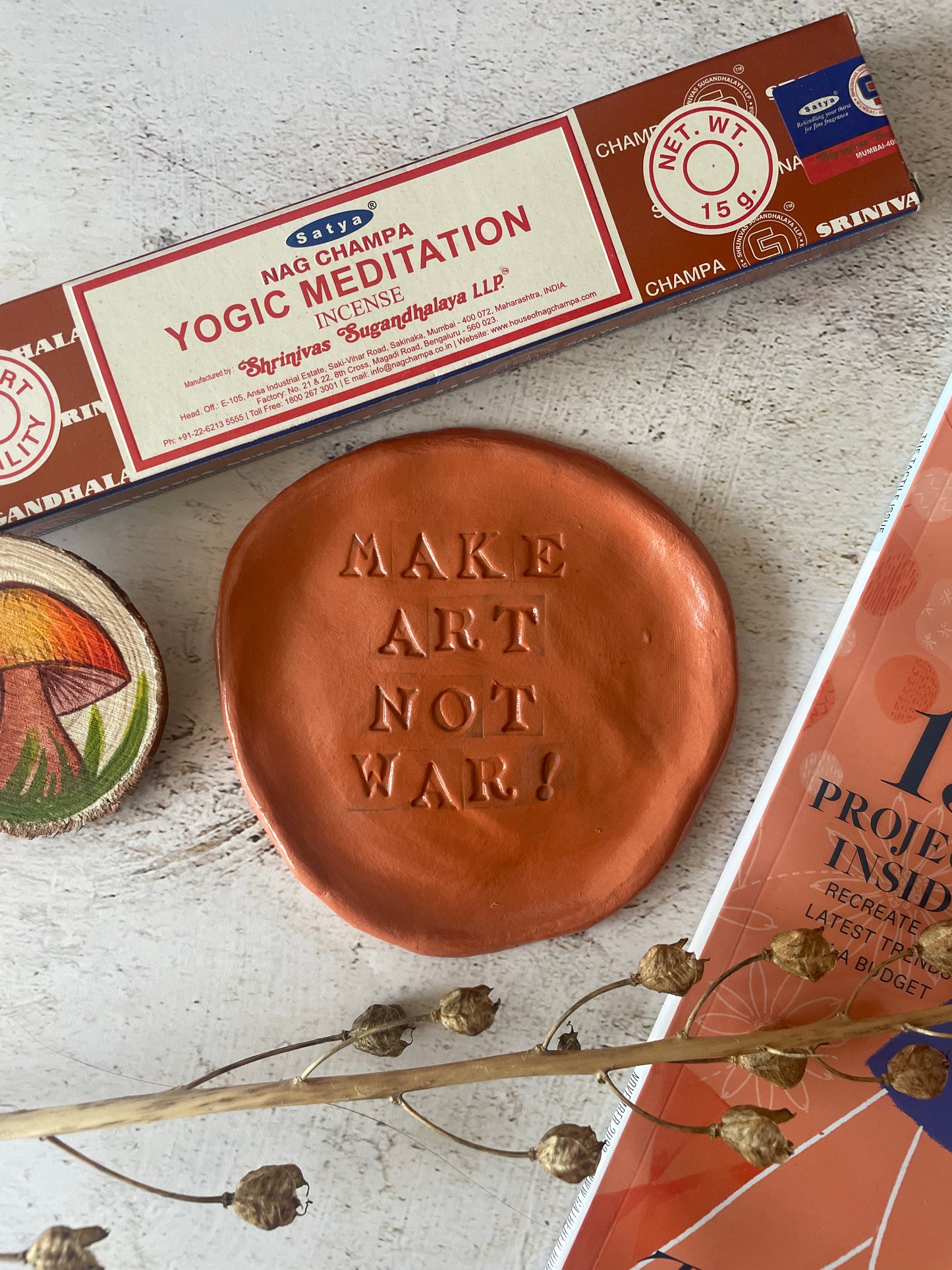 “Make Art Not War” Handmade Affirmation Clay Trinket Dish