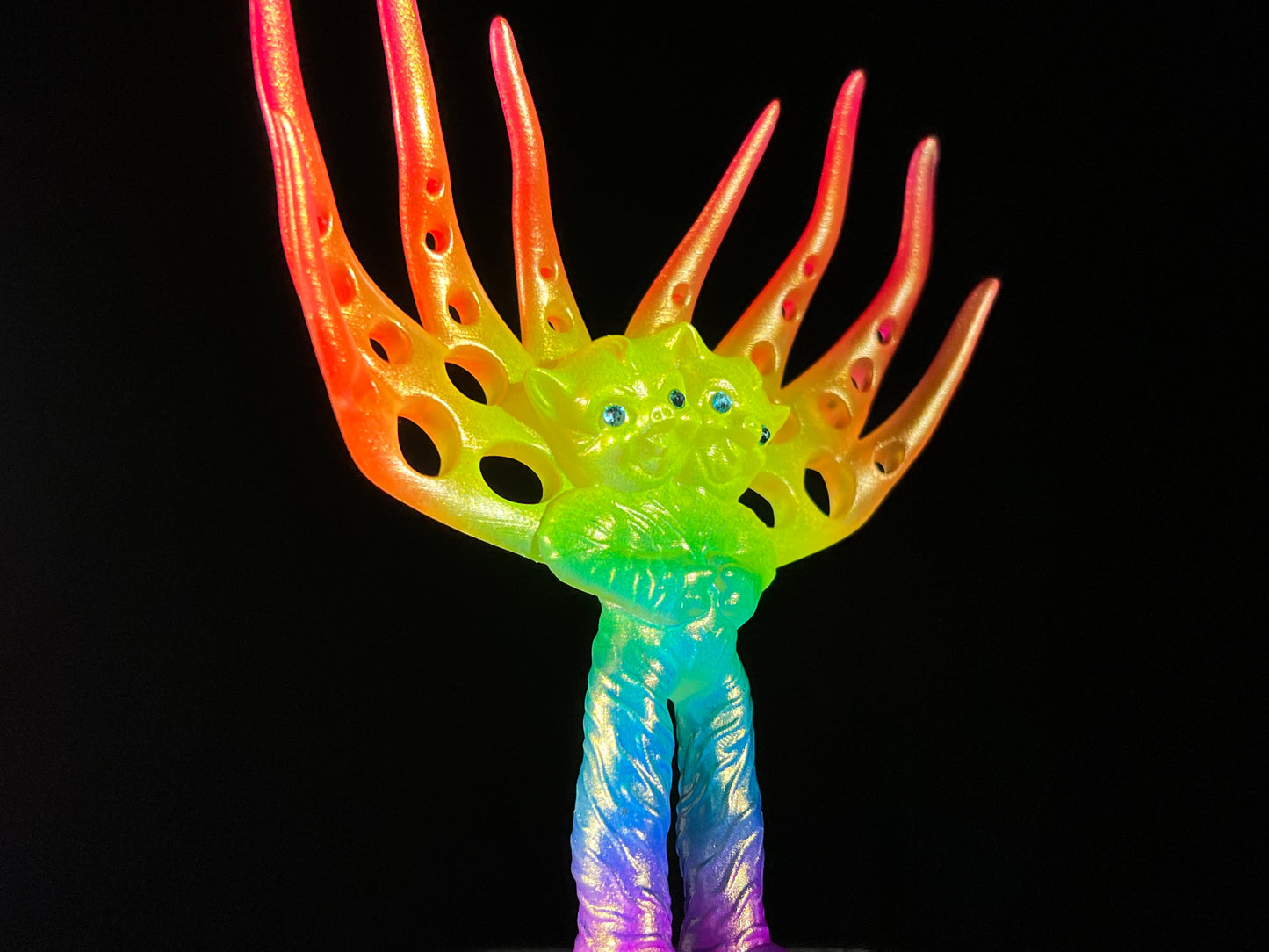 Winged Fancy Pig: Neon Gold Rainbow