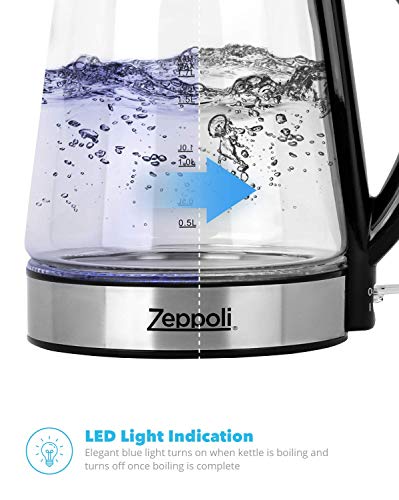 zeppoli electric kettle fast boiling glass tea kettle cordless