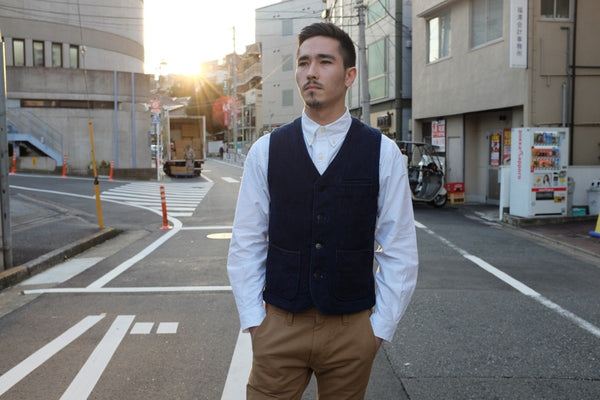 Gentlemen Vibes | The Momotaro Indigo Dyed Sashiko Vest - Okayama