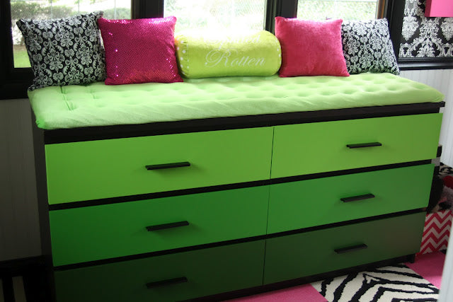 Malm Hacked Into Lime Green Gradient Window Seat Doggy Bed Panyl