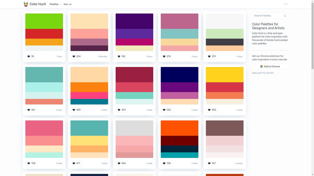 color hunt Color Palettes for Designers and Artists