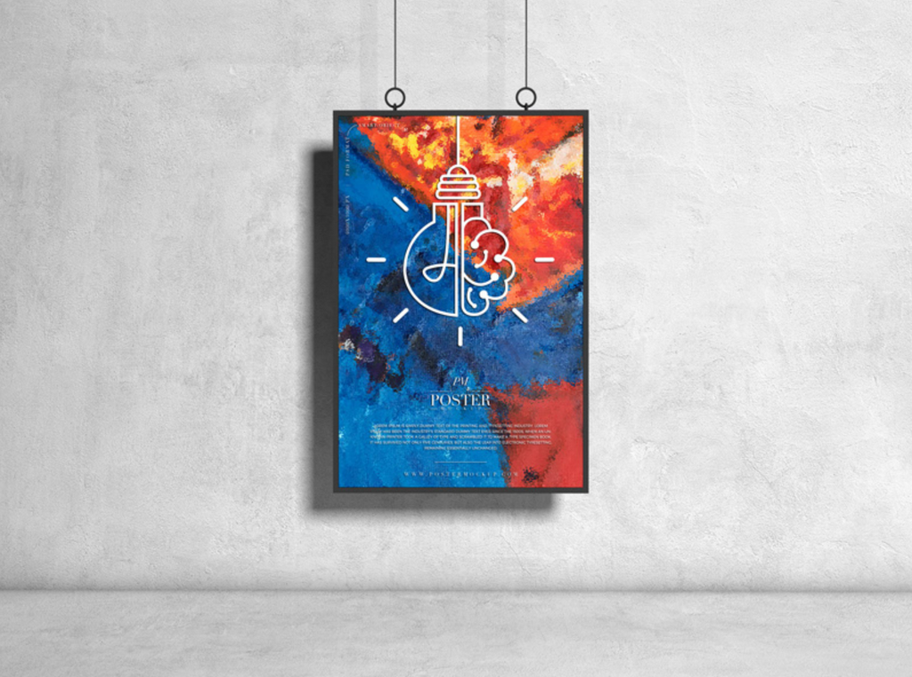 poster mockup concrete wall 