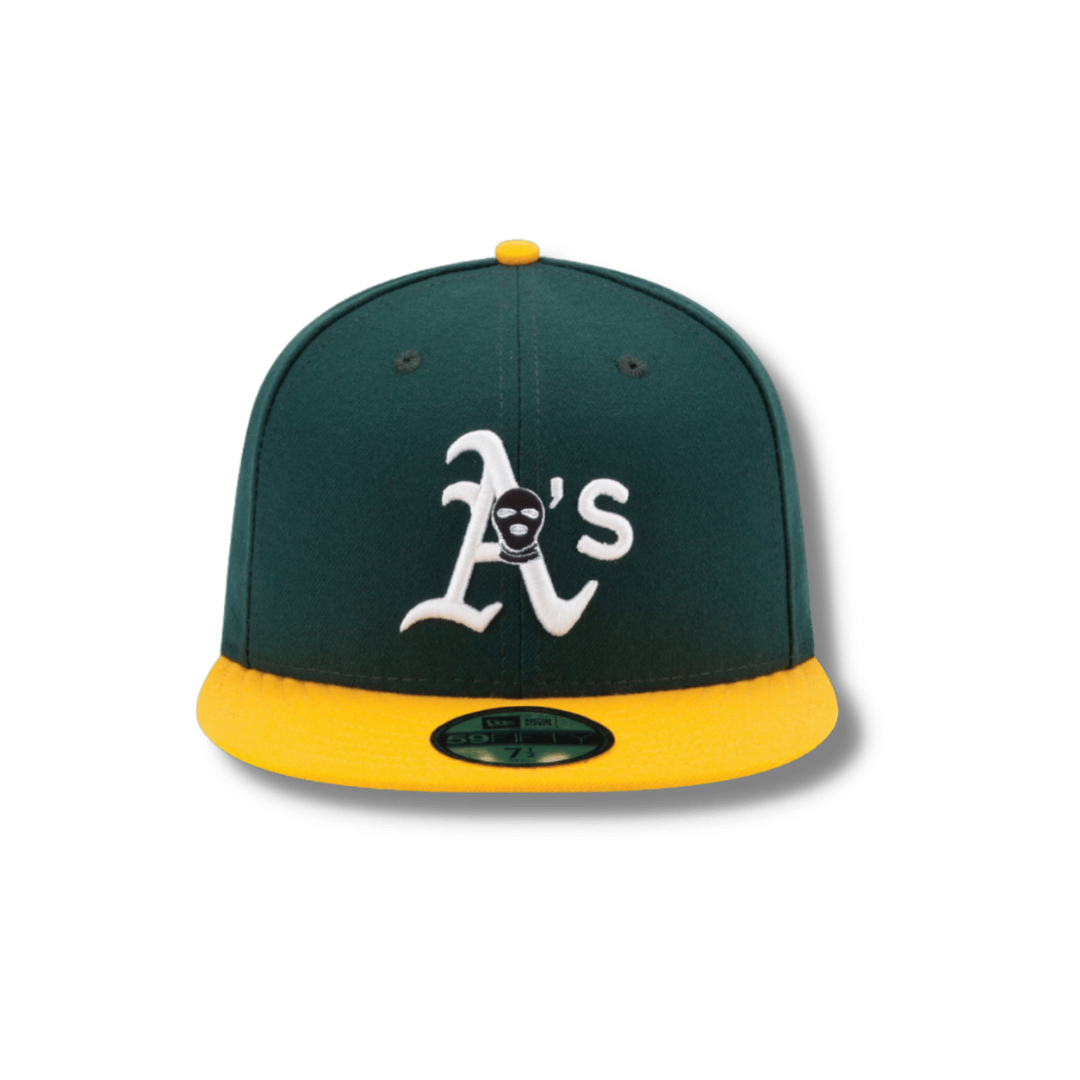 Oh jee Melancholie Decimale Green Yellow Oakland Athletics SKI Mask fitted baseball hat – DUMBFRESHCO