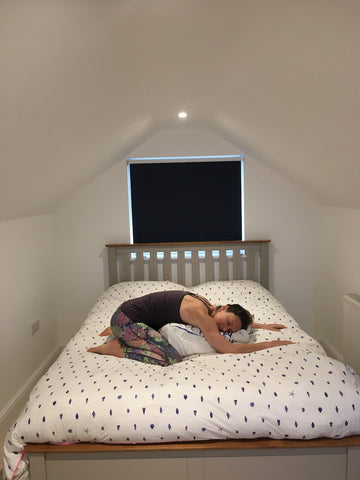 Suported Child's Pose Yoga Pose | Ellie Murray Yoga | Cornish Bed Company 
