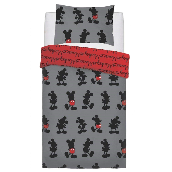 Disney Mickey Mouse Single Duvet Set Pops Of Red Blusii