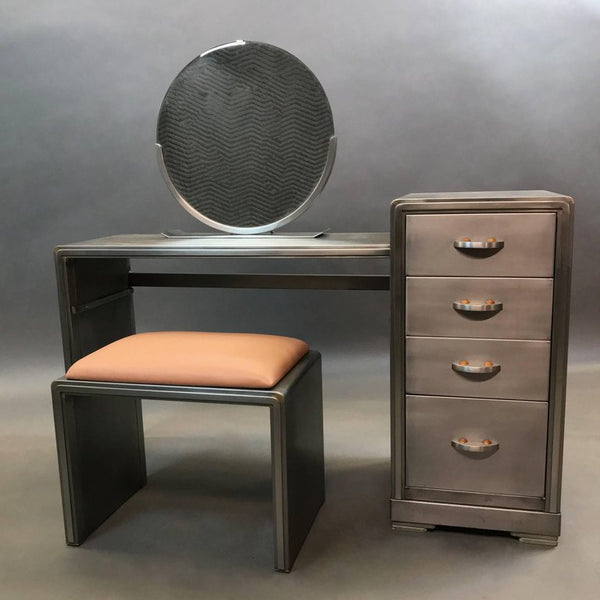 Norman Bel Geddes Brushed Steel Vanity Set Cityfoundry