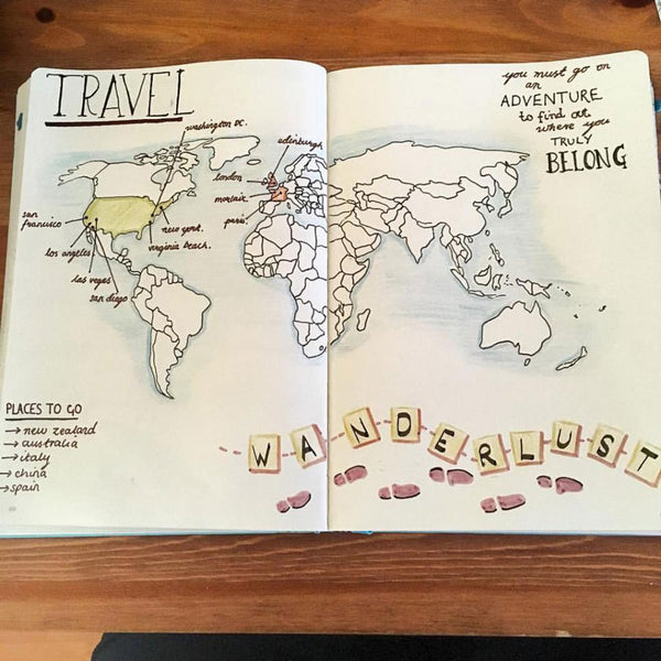Travel journal - bucket list grid view