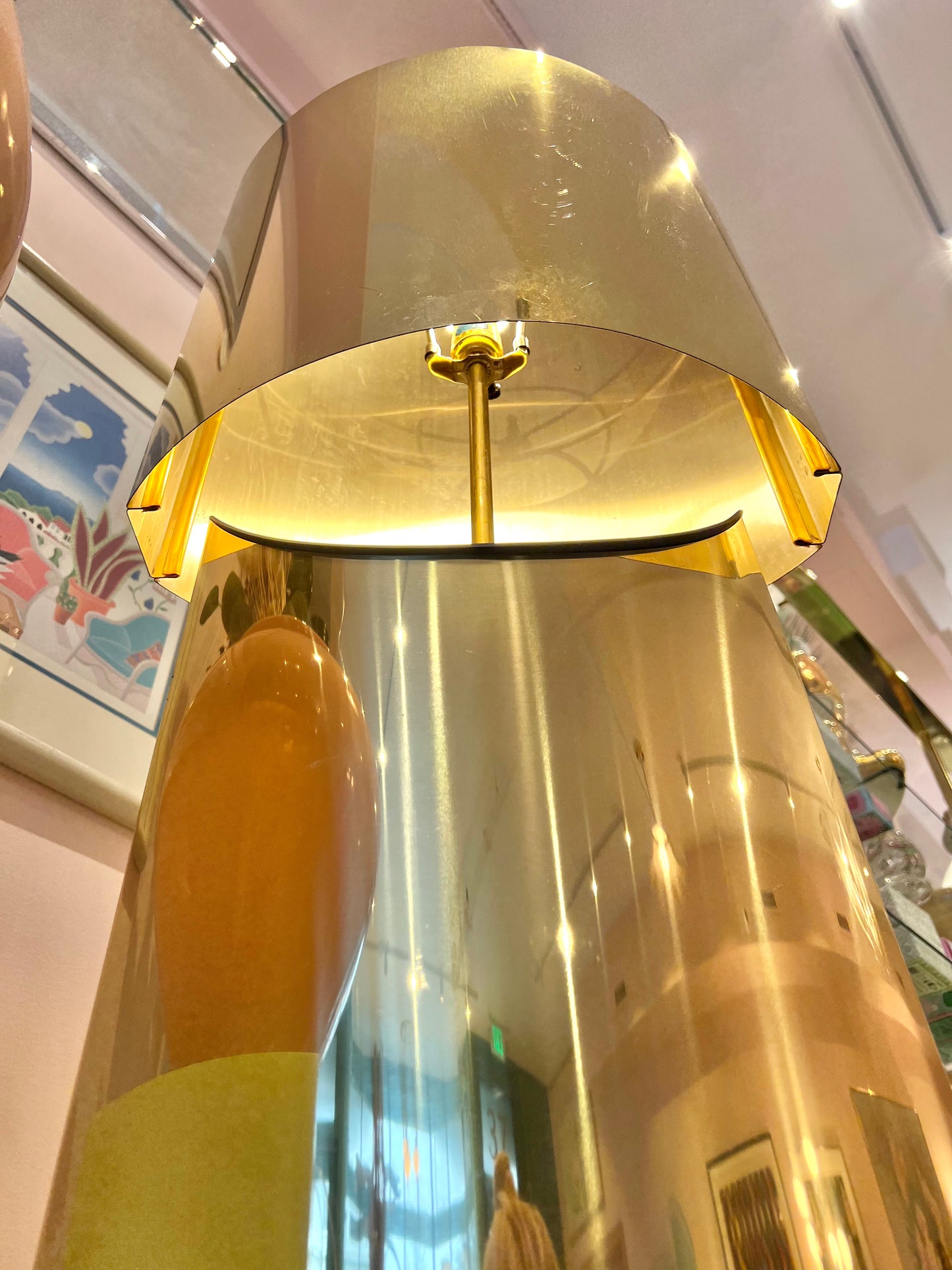 1970's Extra Large Curtis Jere Brass Table Lamp