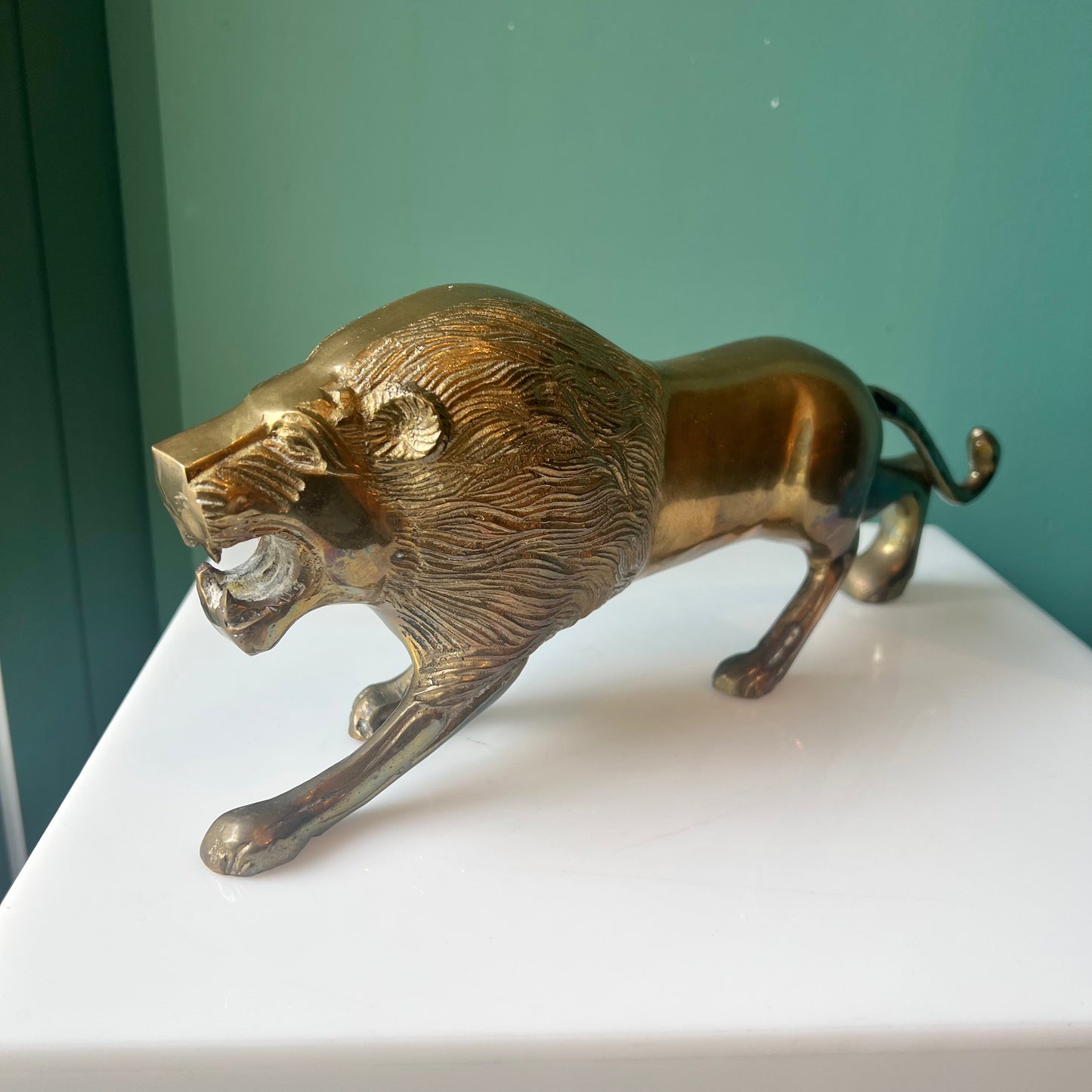 Vintage Brass Lion Statue