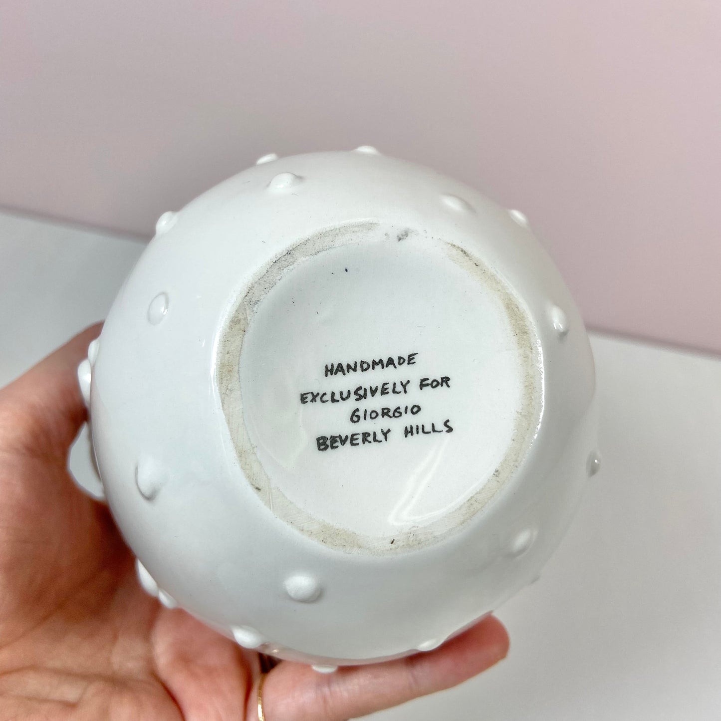 Vintage White Ceramic Dot Bud Vase