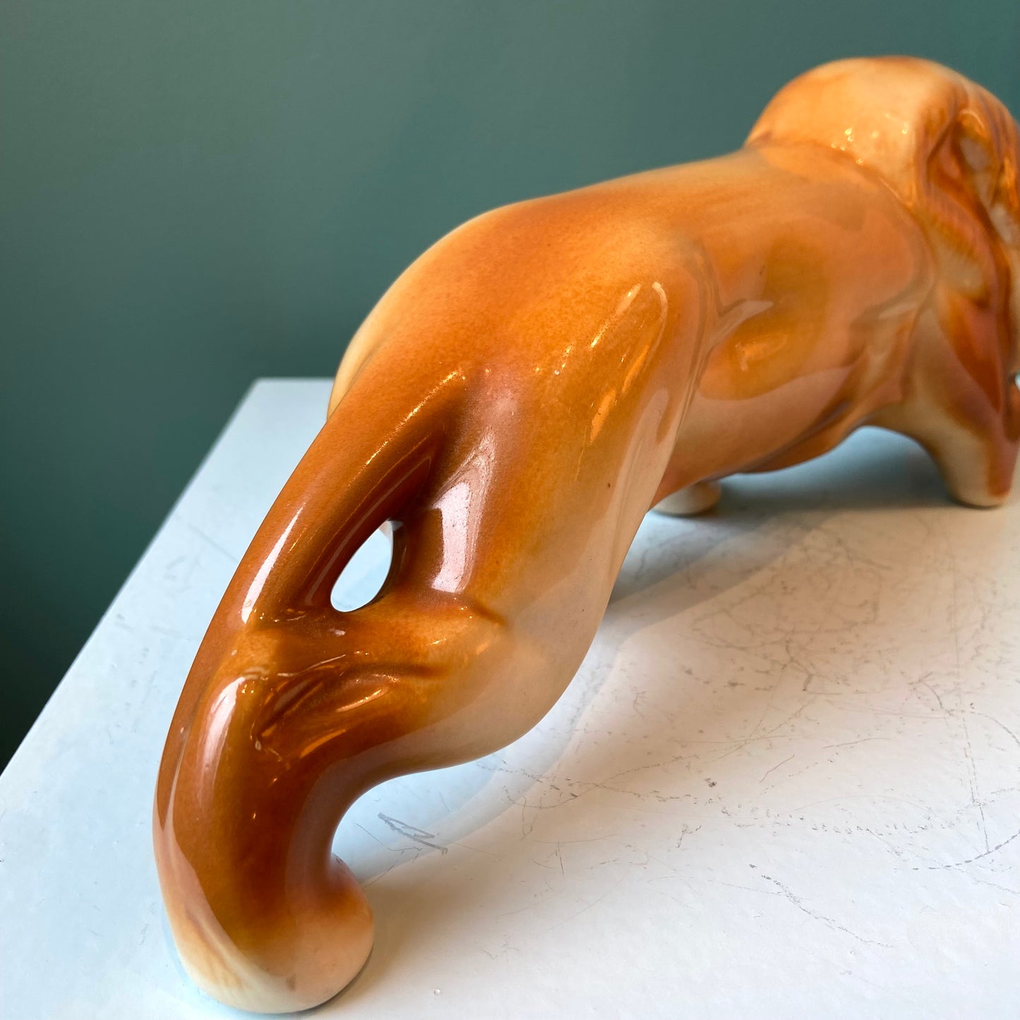 Mid Century Ceramic Lion Statue