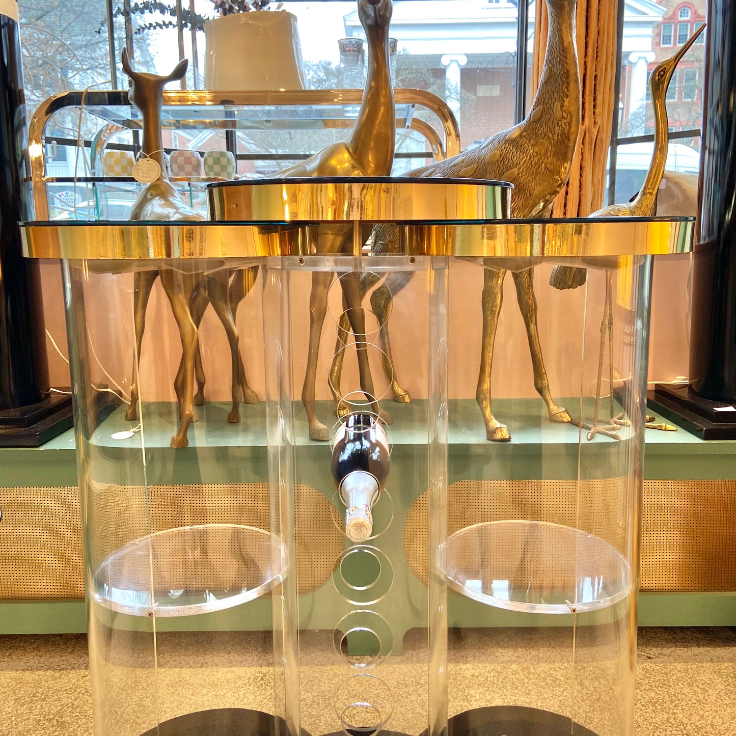 1980’s Column Lucite Bar and Stools by Hill Manufacturing
