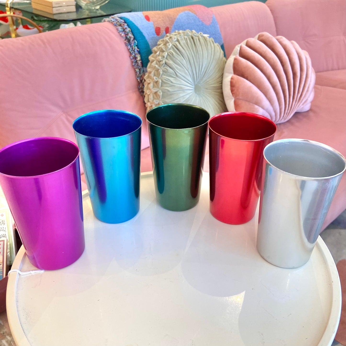 Set of 5 Vintage Italian Aluminum Tumblers