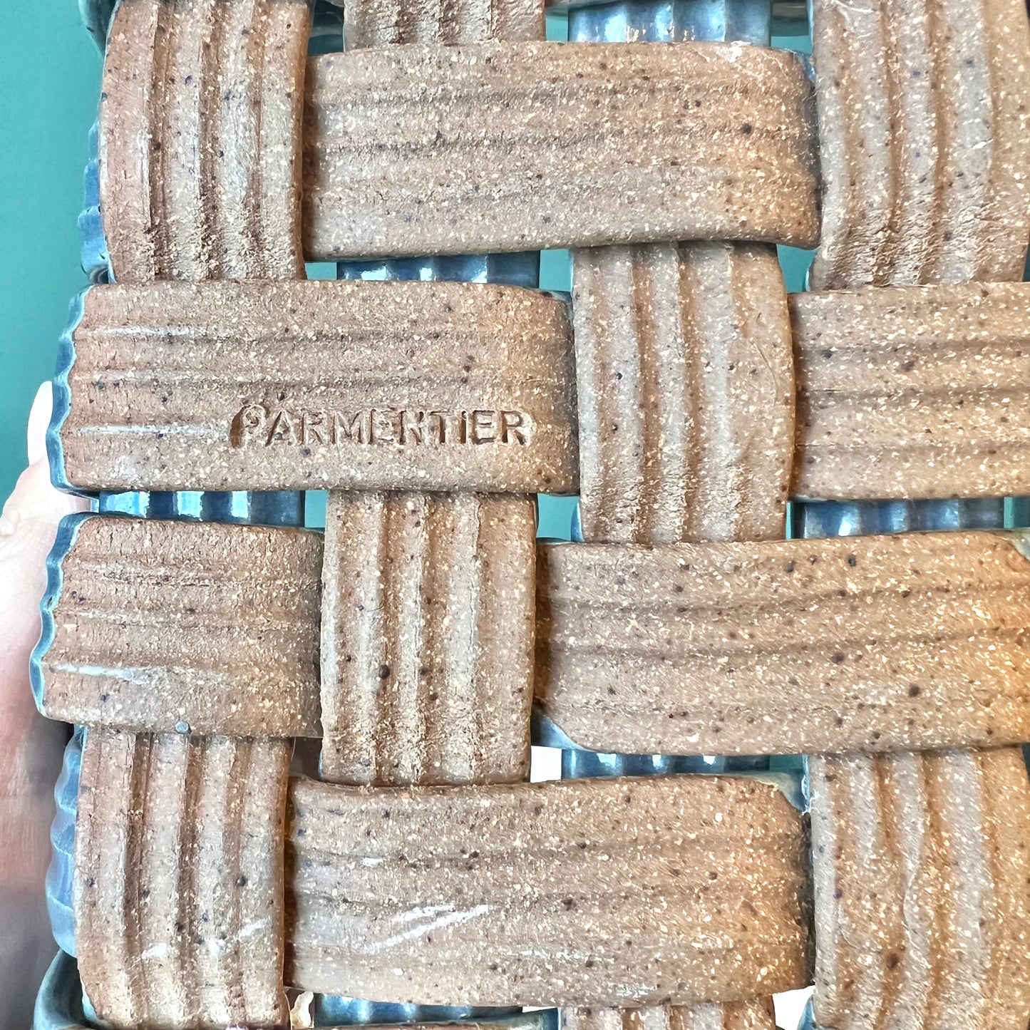 Vintage Ceramic Woven Basket Tray by Parmentier