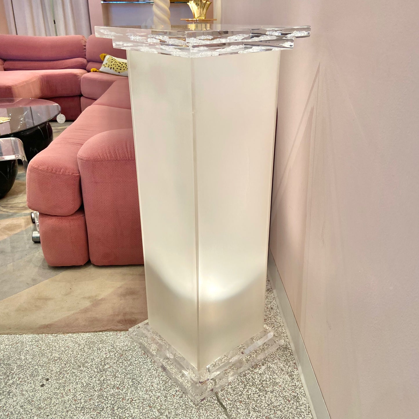 Vintage Light Up Lucite Pedestal