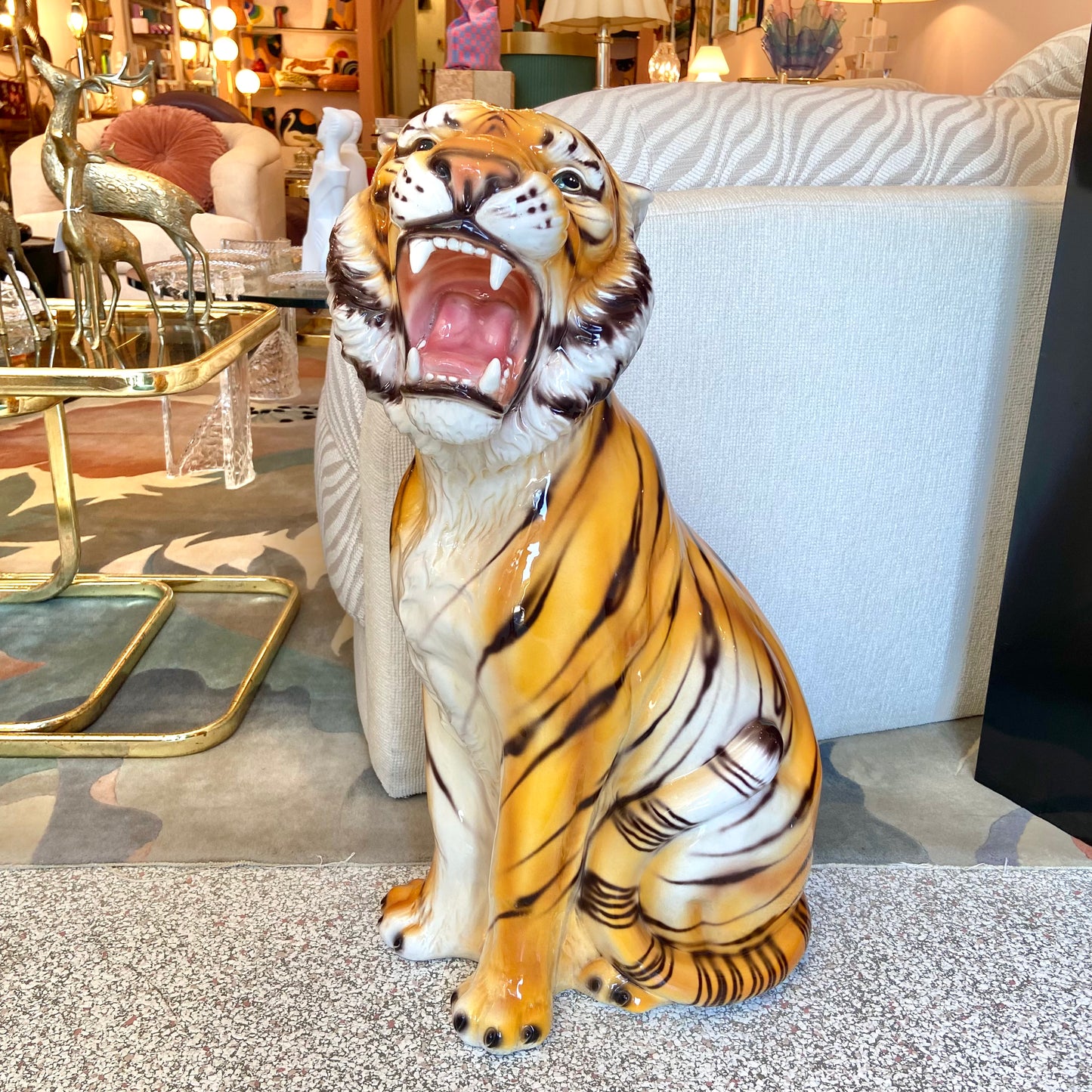Large 1960’s Italian Ceramic Bengal Tiger Statue