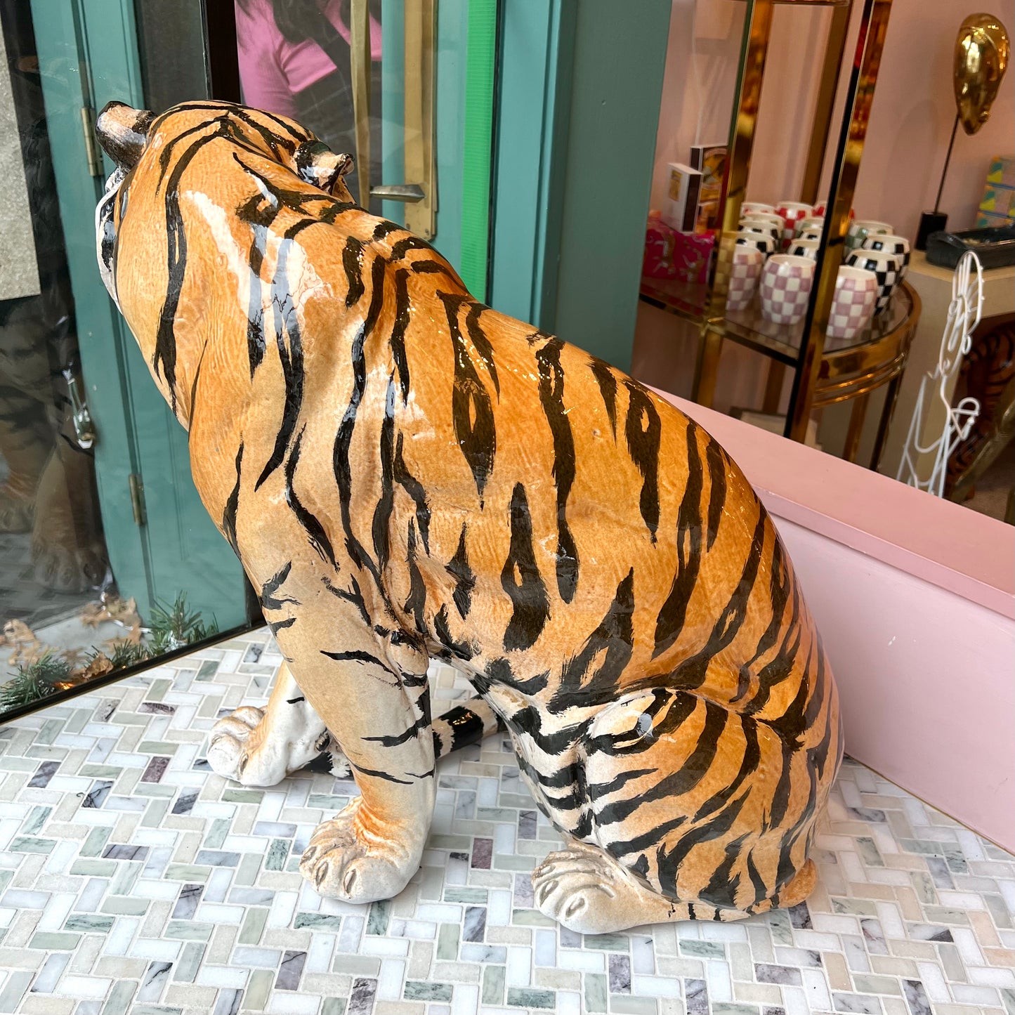 Vintage Italian Snarling Tiger Statue