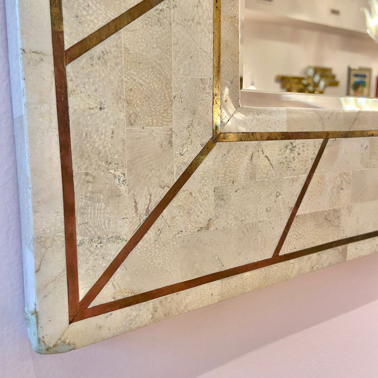 Vintage Maitland Smith Style Tessellated Stone Mirror