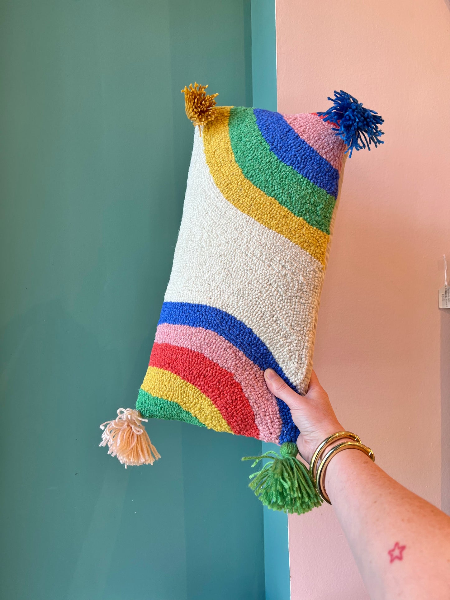 Rainbow Tassel Hook Pillow by Ampersand