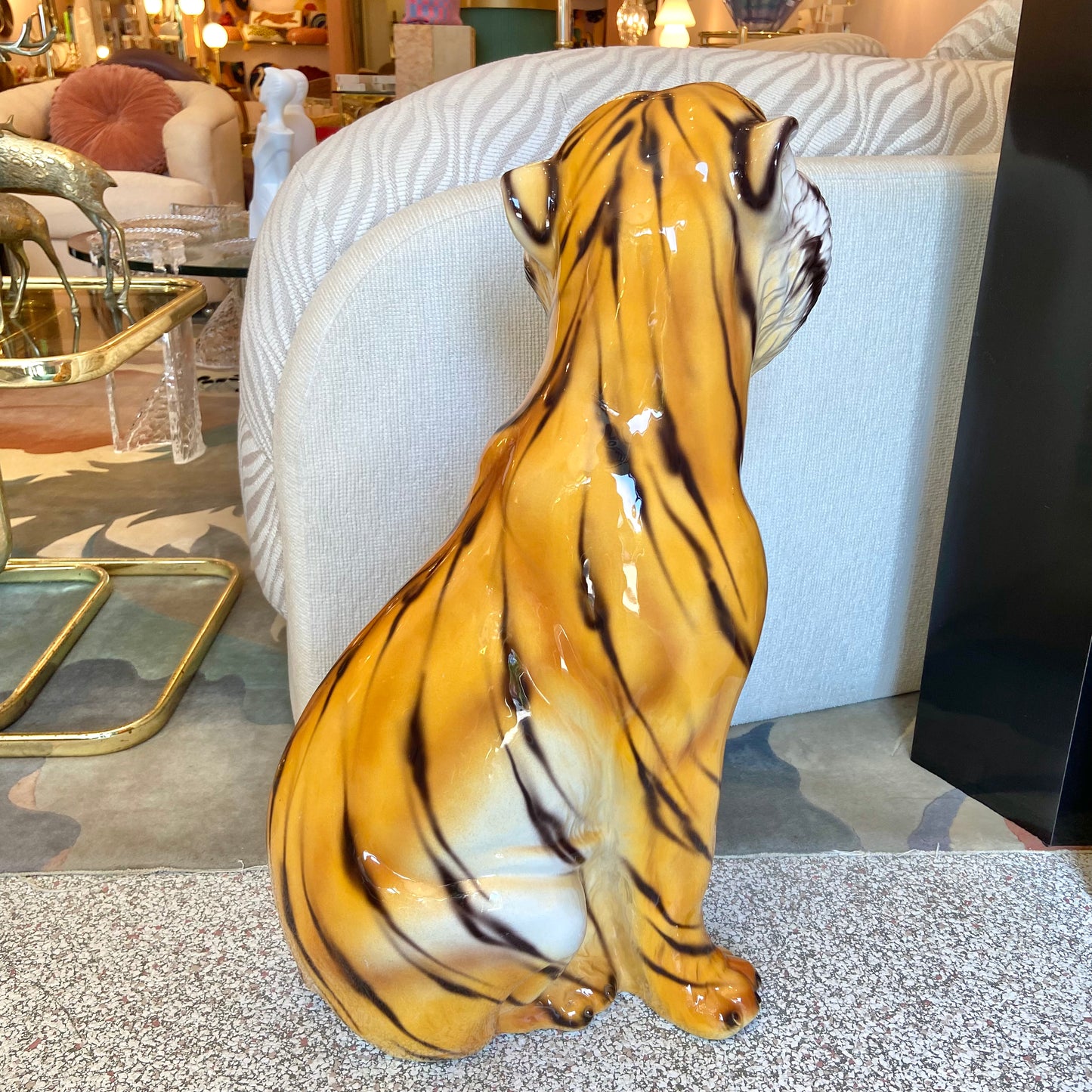 Large 1960’s Italian Ceramic Bengal Tiger Statue