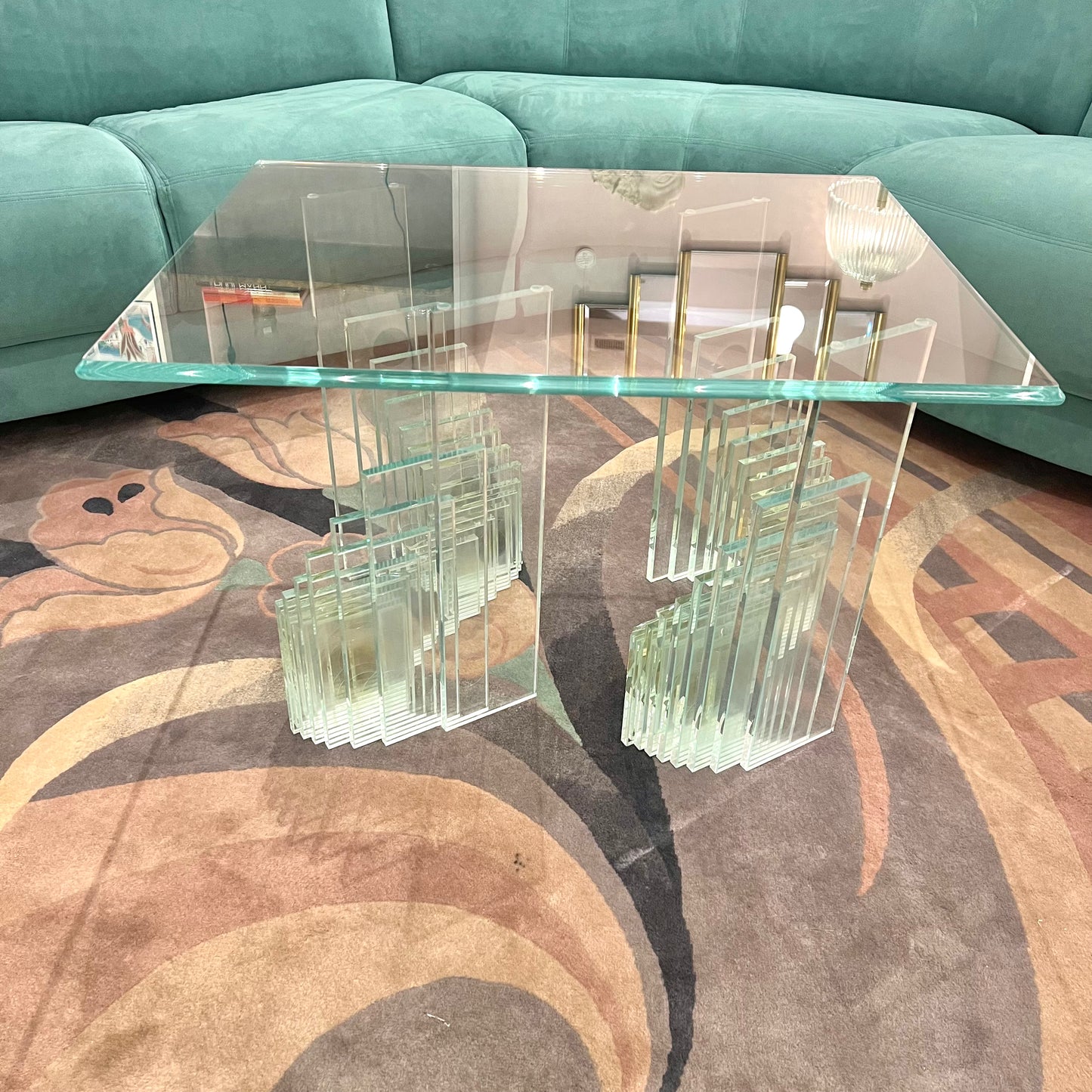 Vintage Glass Stepped Base Side Table