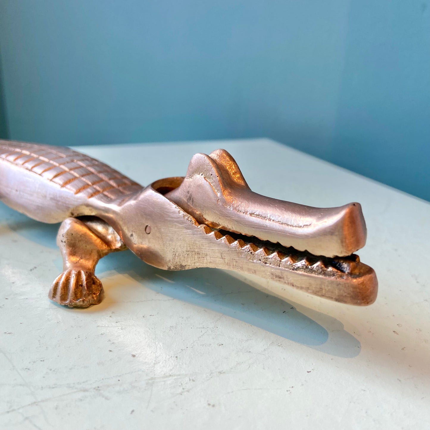 Vintage Brass Crocodile Nutcracker