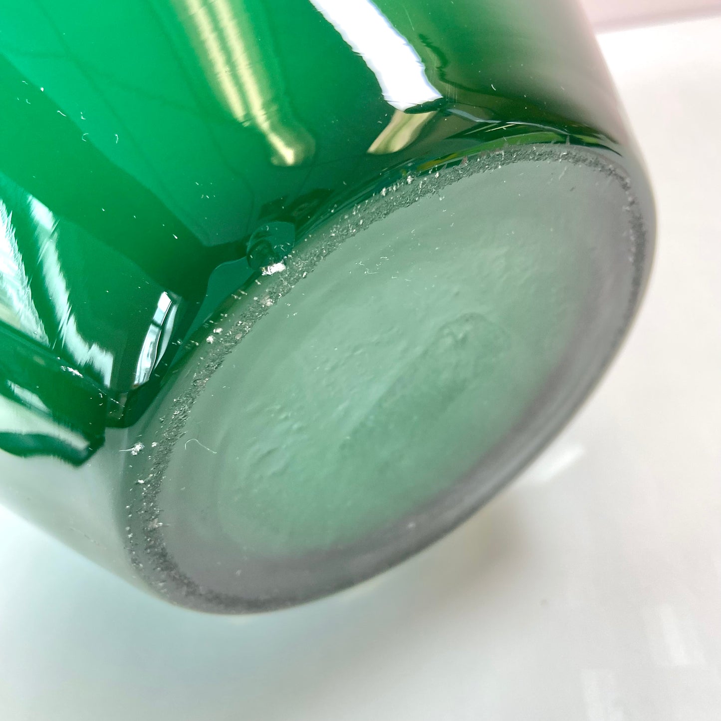 Vintage Emerald Green and White Cased Glass Vase